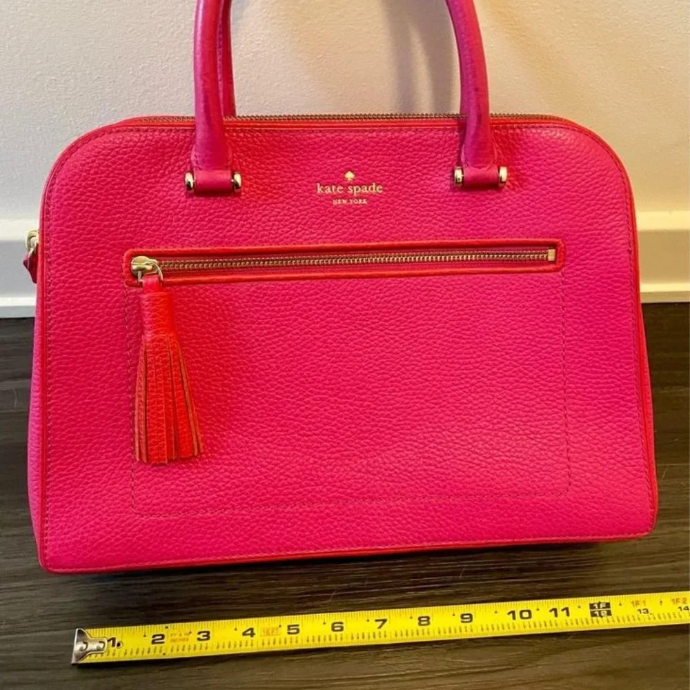 kate spade Hot Pink Pebbled Leather Satchel with Gold Hardware